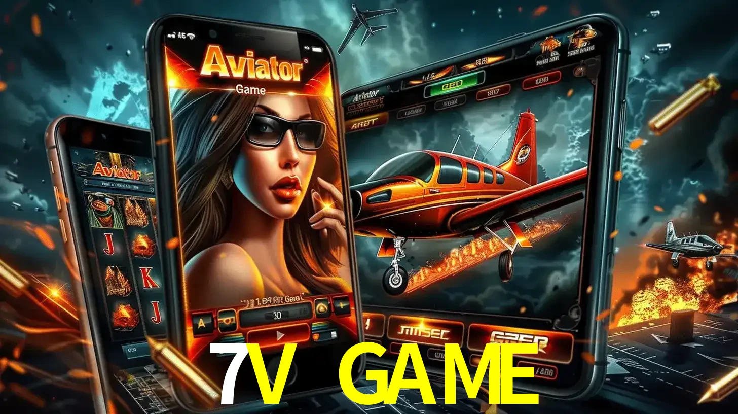 O popular jogo de apostas Aviator exibido em vários celulares e tablets, mostrando a interface emocionante e a ação de voo disponíveis para jogar agora no 7V GAME.