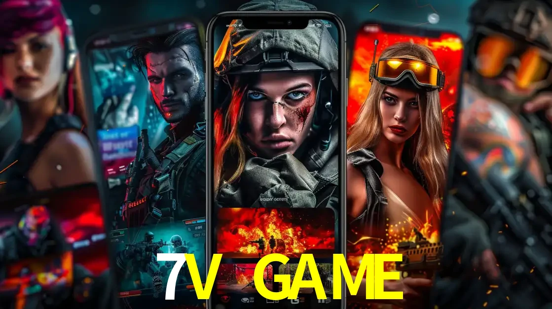 Montagem de telas de celular mostrando diversos personagens, masculinos e femininos, de um jogo de tiro, ilustrando a diversidade de equipes de e-sports para apostar no 7V GAME.