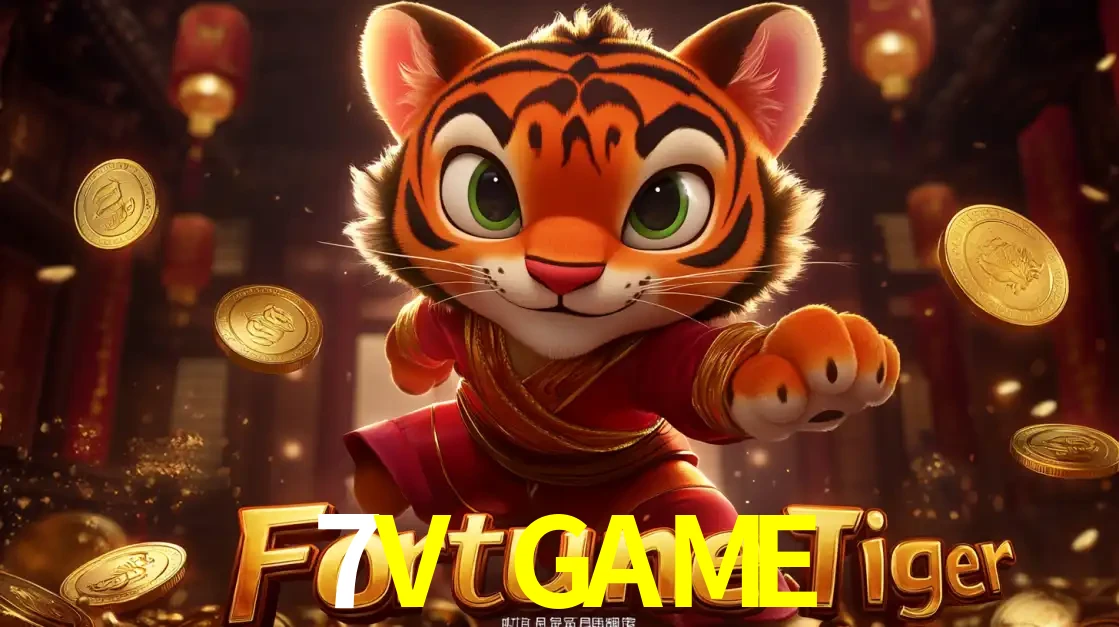 O carismático mascote do jogo de slot Fortune Tiger, um tigre fofo em pose de artes marciais, pronto para trazer sorte e multiplicadores de ganhos no cassino online 7V GAME.