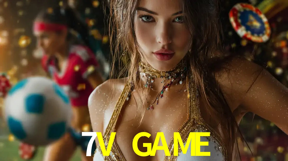 Mulher elegante representando a combinação de glamour e emoção das apostas esportivas, com uma jogadora de futebol ao fundo, destacando a ação no 7V GAME.